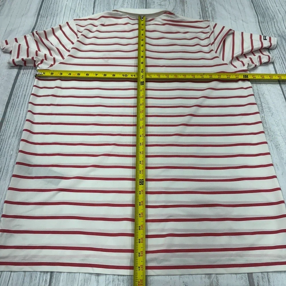 RLX Ralph Lauren Polo Shirt XL White Red‎ Stripe Nassau Country Club Golf Mens